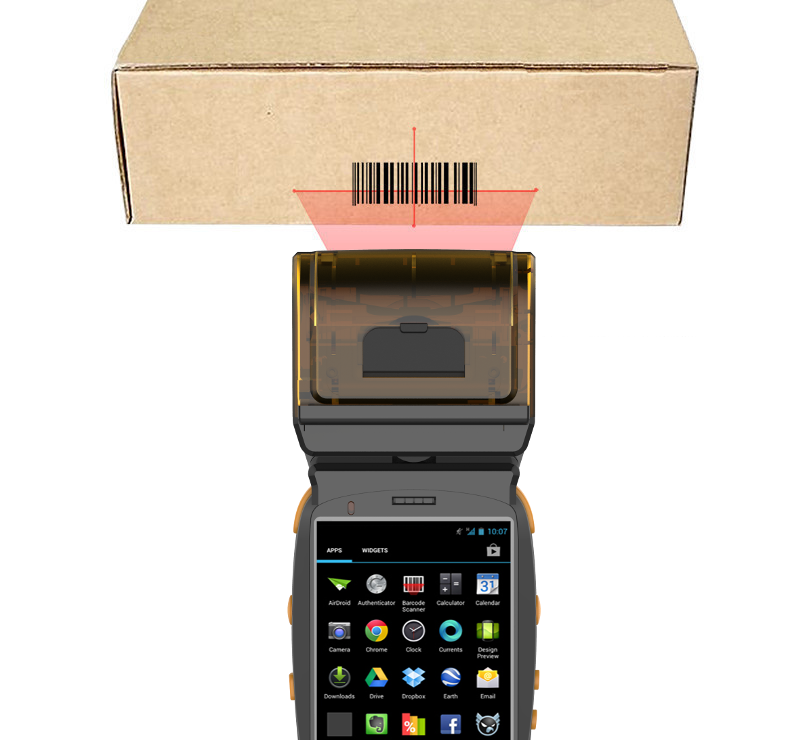 wodoodporny kolektor danych przemysłowy smartfon przmeysłowy drukarka termiczna nfc rfid skaner kodów kreskowych profesjonalny wytrzymały android wifi bluetooth ip65